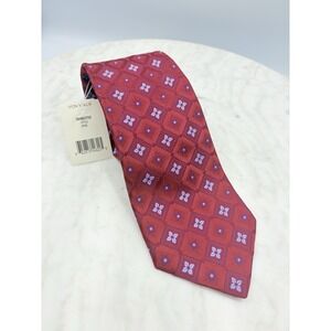 NWT Hart Schaffner Marx Men's Silk Tie Red Blue Geometric USA‎ Classic Office